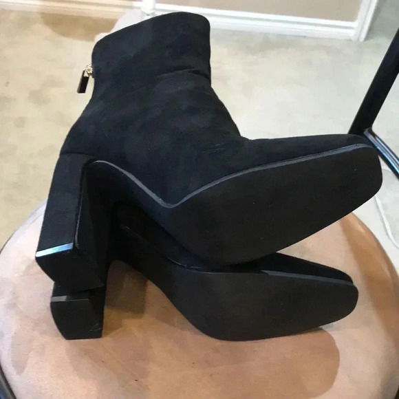 Black Faux Suede Ankle Zip Back Bootie with 4 inch Heel-Size 8 - Picture 8 of 10